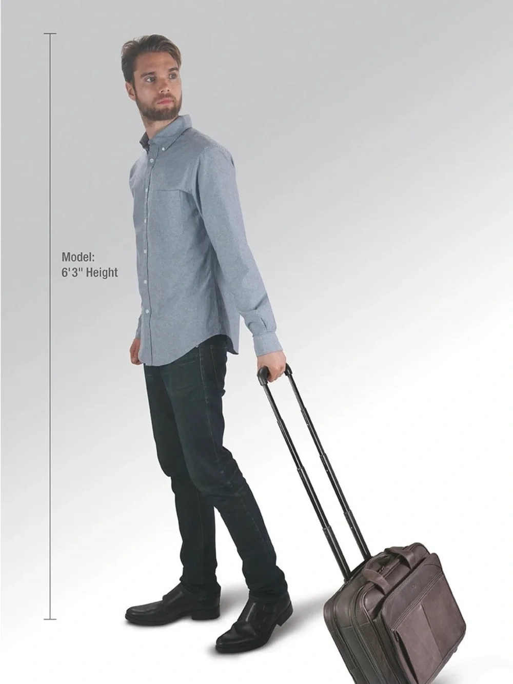 Solo Classic Collection Walker Leather Rolling Laptop Travel Wheeled Briefcase
